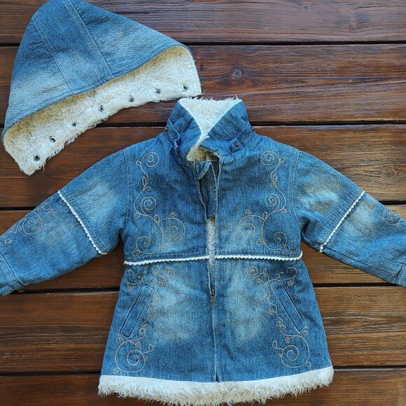 Orchestra 'Penny Lane' Denim Coat w/ Hood Embroidered Full Zip Toddler Girl 2T - Picture 3 of 11